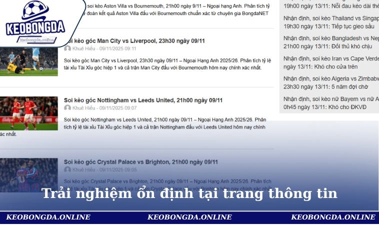 Trải nghiệm ổn định tại trang thông tin